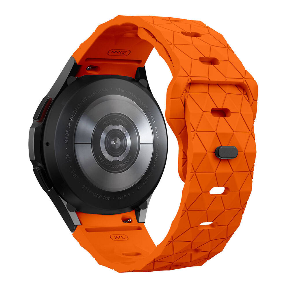 Galaxy Watch 6 40mm Zore KRD-116 20mm Futbol Desenli Spor Tasarımlı Silikon Kordon Siyah