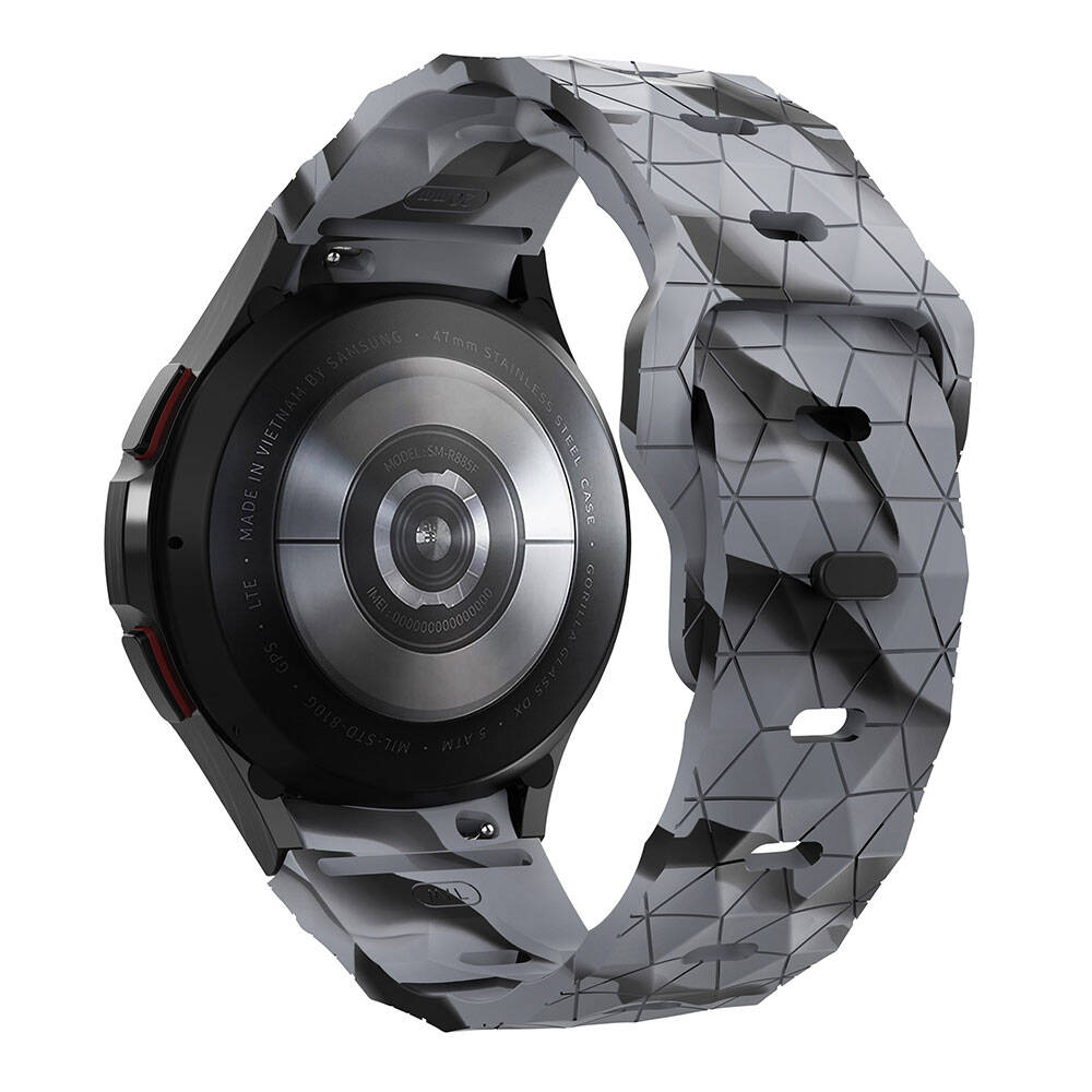 Galaxy Watch 6 40mm Zore KRD-116 20mm Futbol Desenli Spor Tasarımlı Silikon Kordon Siyah
