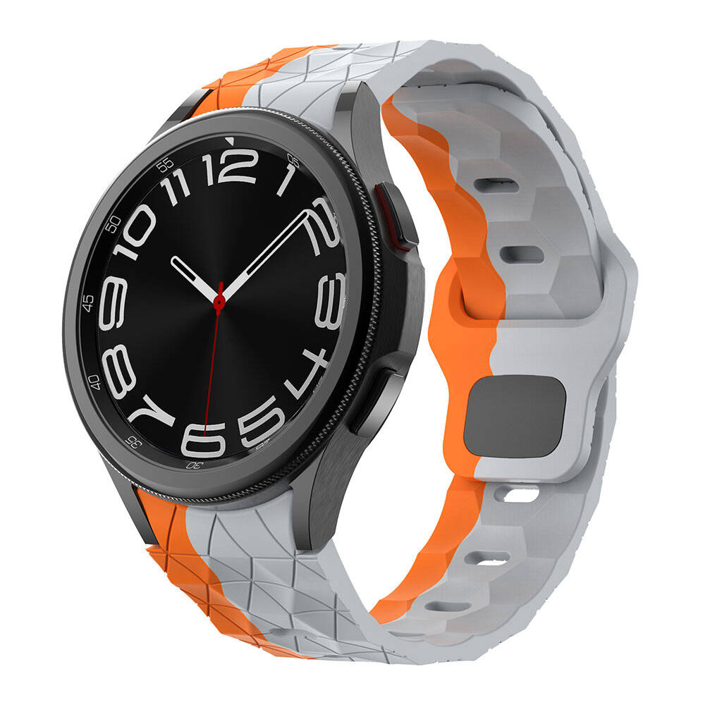 Galaxy Watch 6 40mm Zore KRD-116 20mm Futbol Desenli Spor Tasarımlı Silikon Kordon Siyah