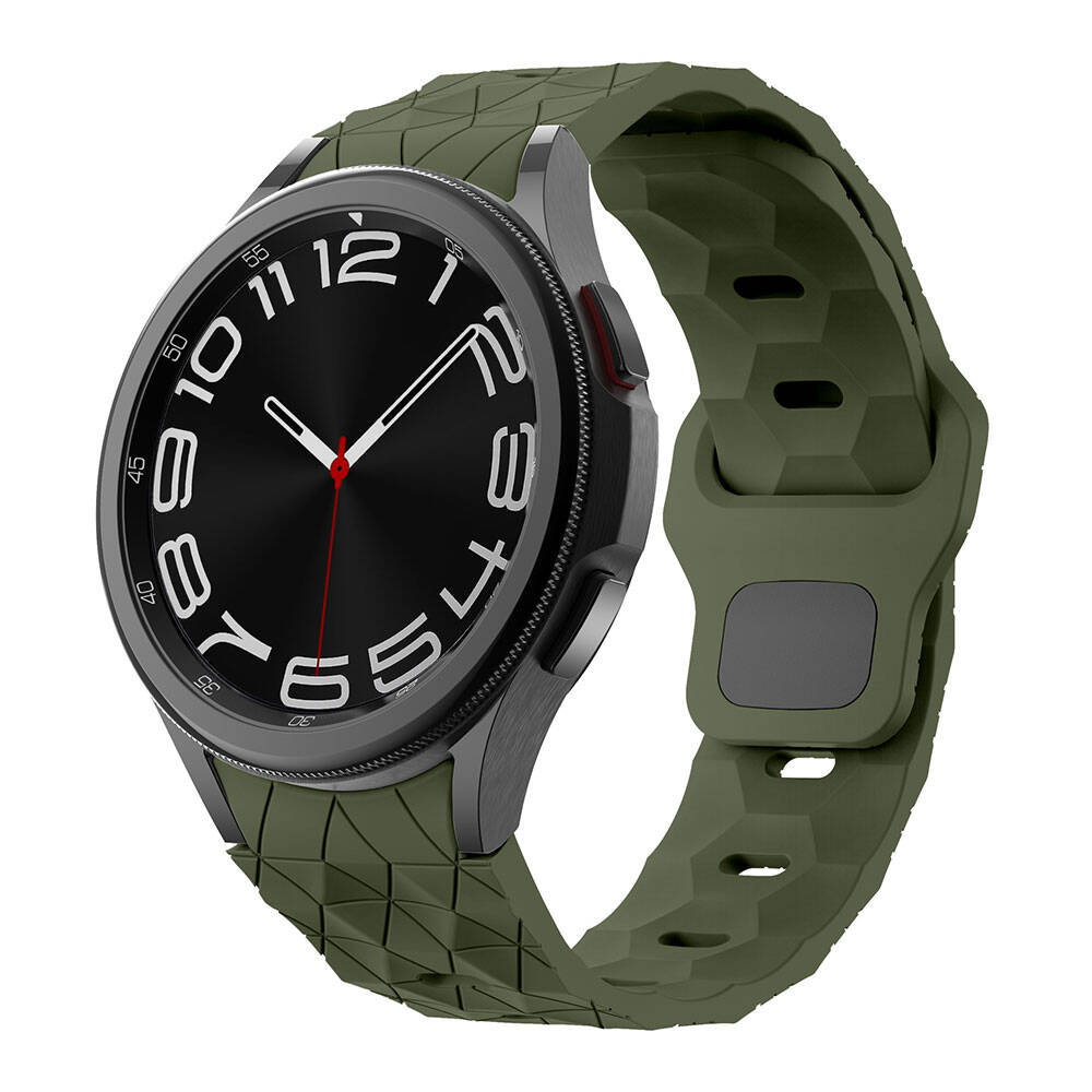 Galaxy Watch 6 44mm Zore KRD-116 20mm Futbol Desenli Spor Tasarımlı Silikon Kordon Siyah
