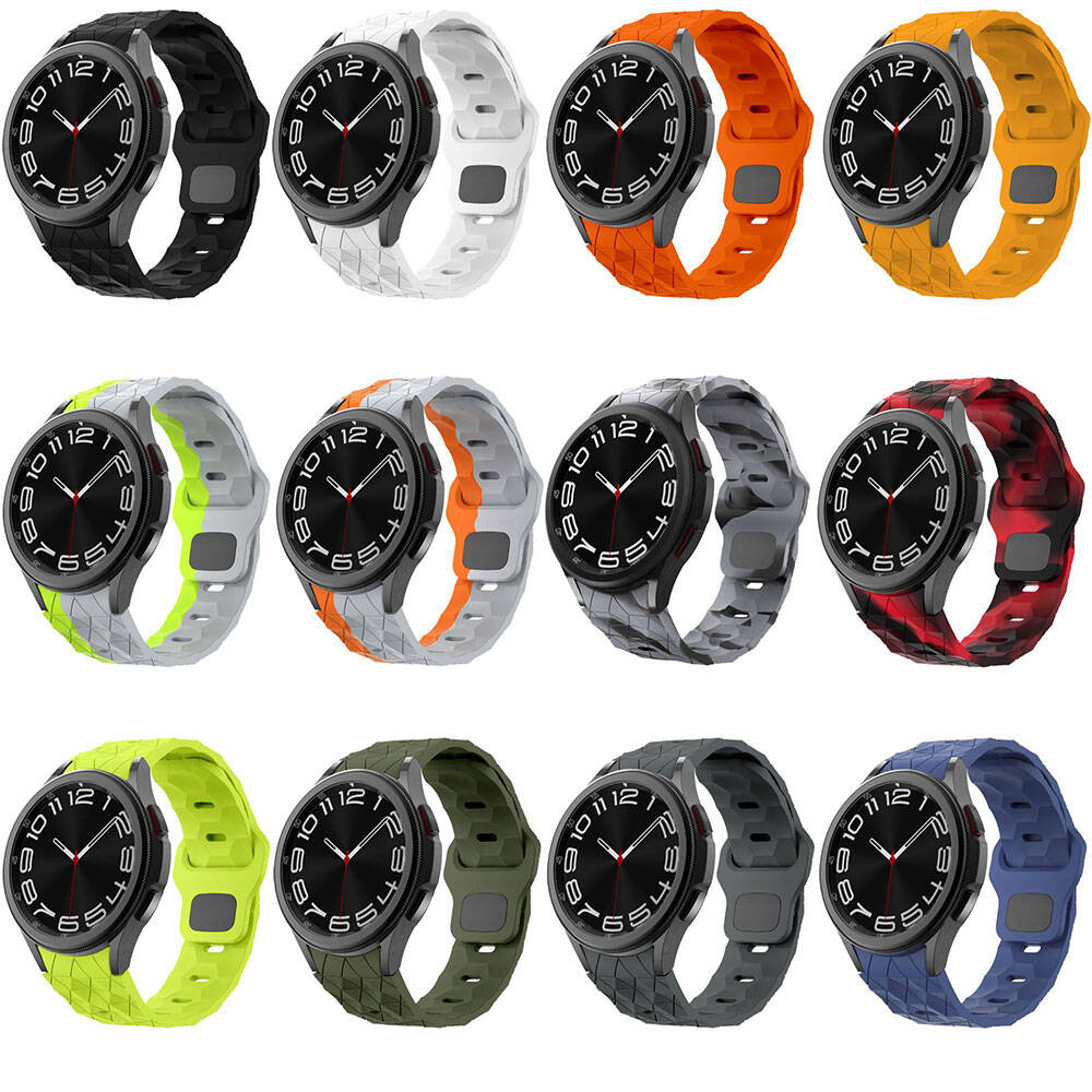 Galaxy Watch 6 44mm Zore KRD-116 20mm Futbol Desenli Spor Tasarımlı Silikon Kordon Siyah