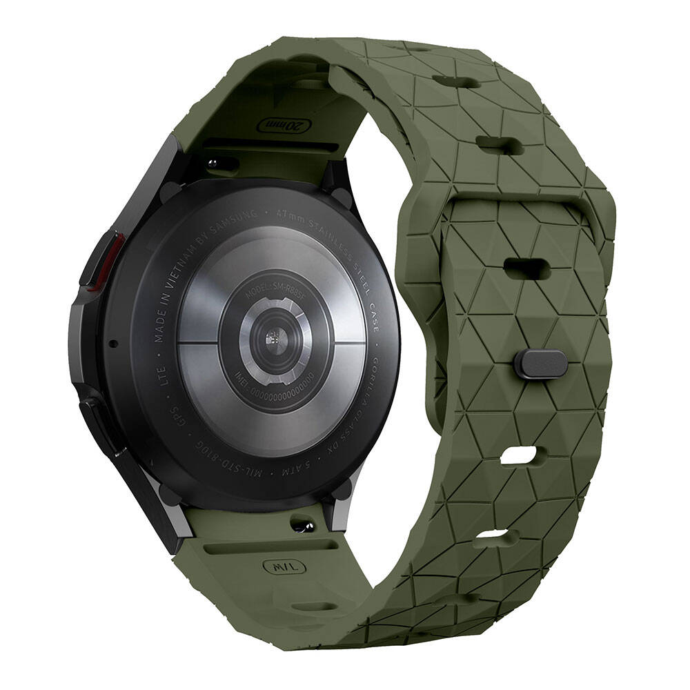 Galaxy Watch 6 44mm Zore KRD-116 20mm Futbol Desenli Spor Tasarımlı Silikon Kordon Siyah