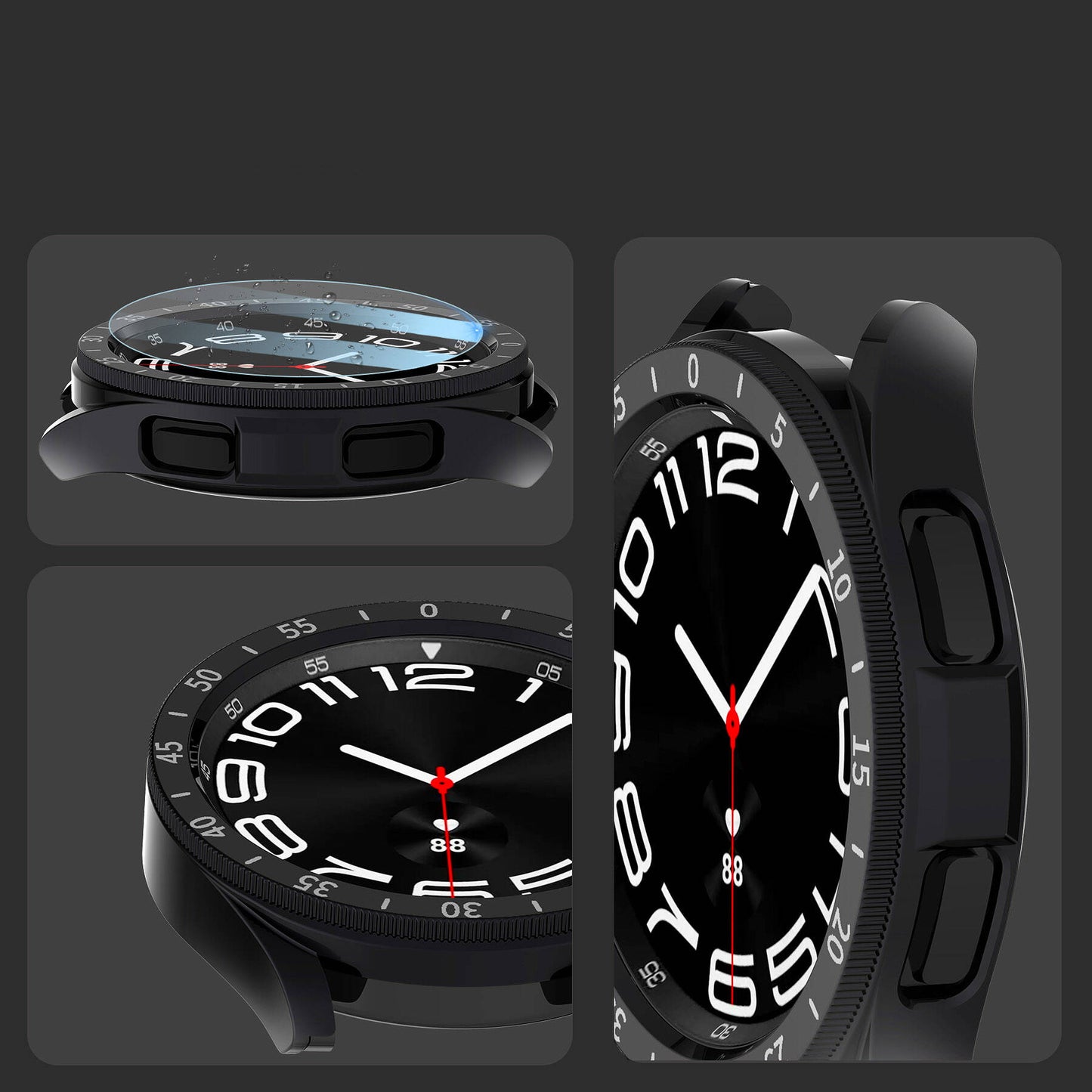 Galaxy Watch 6 Classic 43mm Sert PC Kasa ve Ekran Koruyucu Zore Sport Watch Gard 29 Siyah