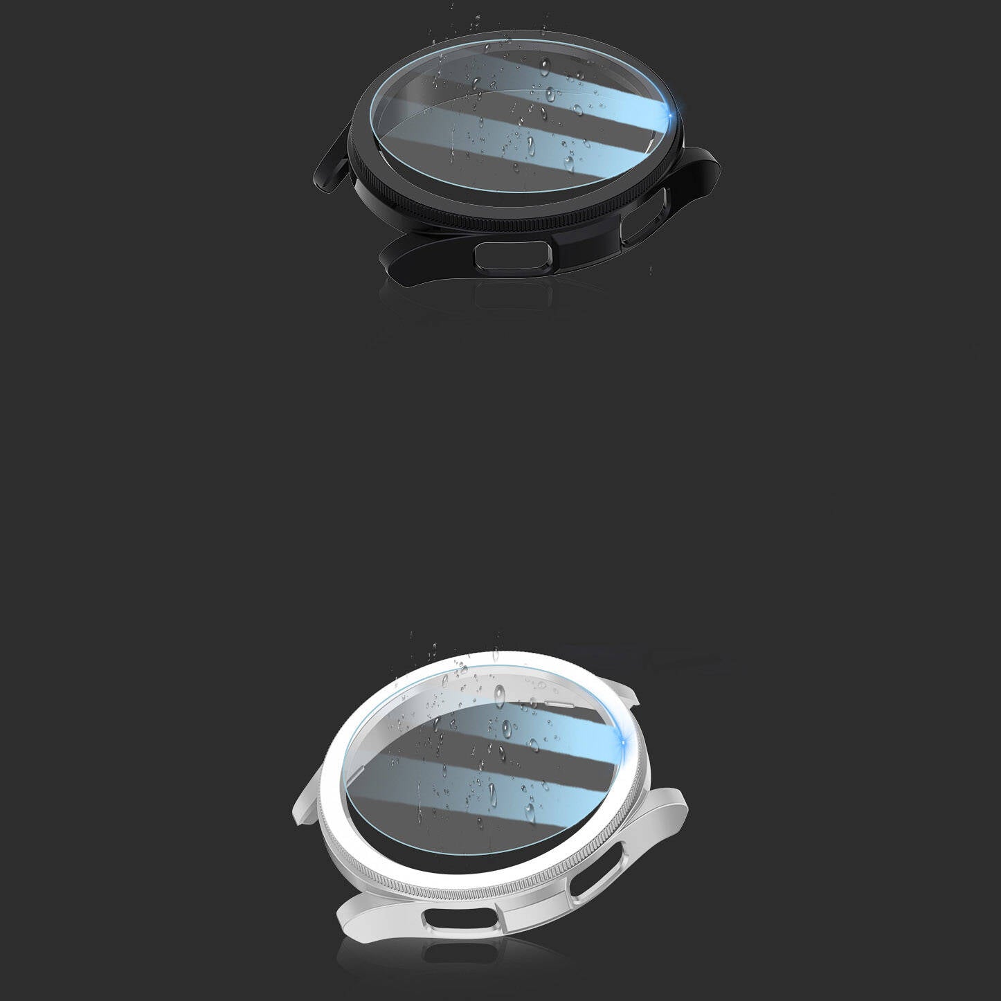 Galaxy Watch 6 Classic 47mm Sert PC Kasa ve Ekran Koruyucu Zore Watch Gard 29 Siyah