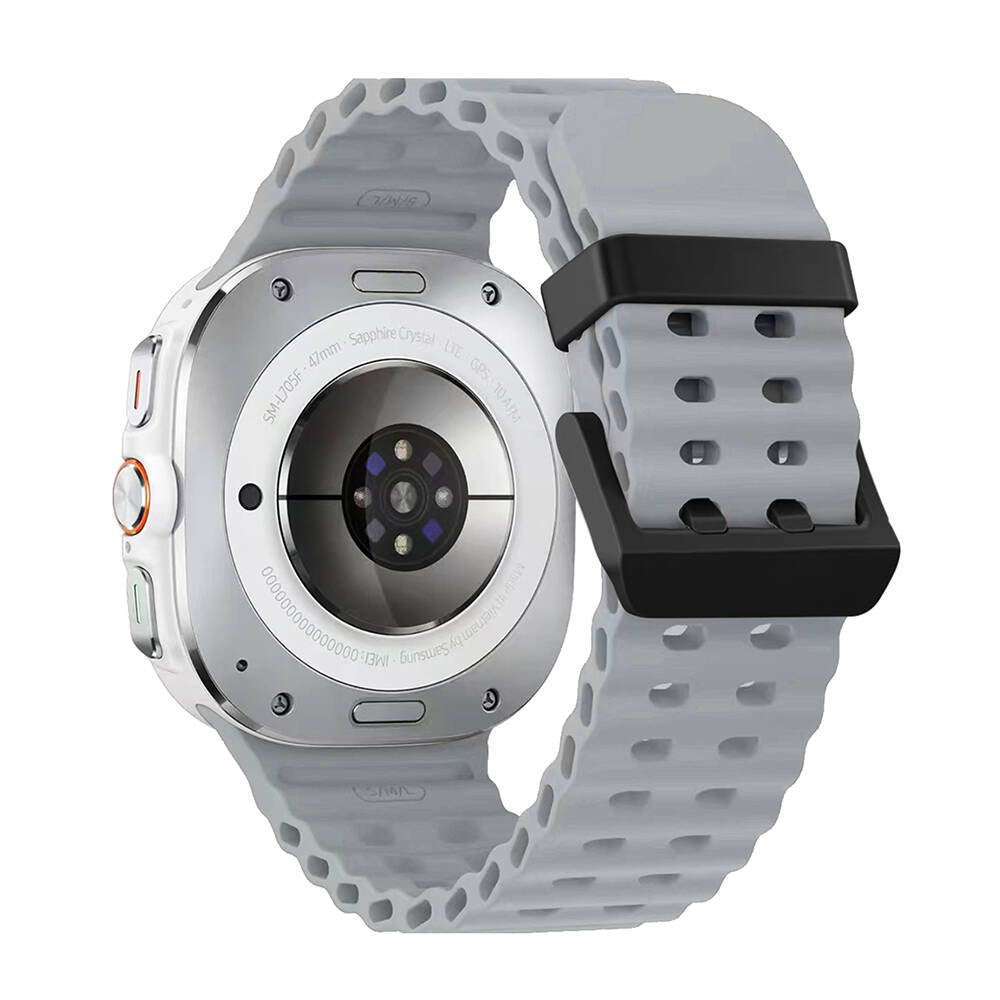 Galaxy Watch Ultra 47mm Zore KRD-118 Tırtıklı Tasarım Silikon Kordon Midnight Blue