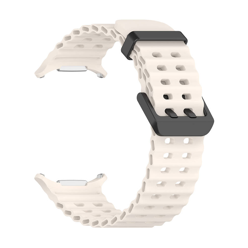 Galaxy Watch Ultra 47mm Zore KRD-118 Tırtıklı Tasarım Silikon Kordon Starlight