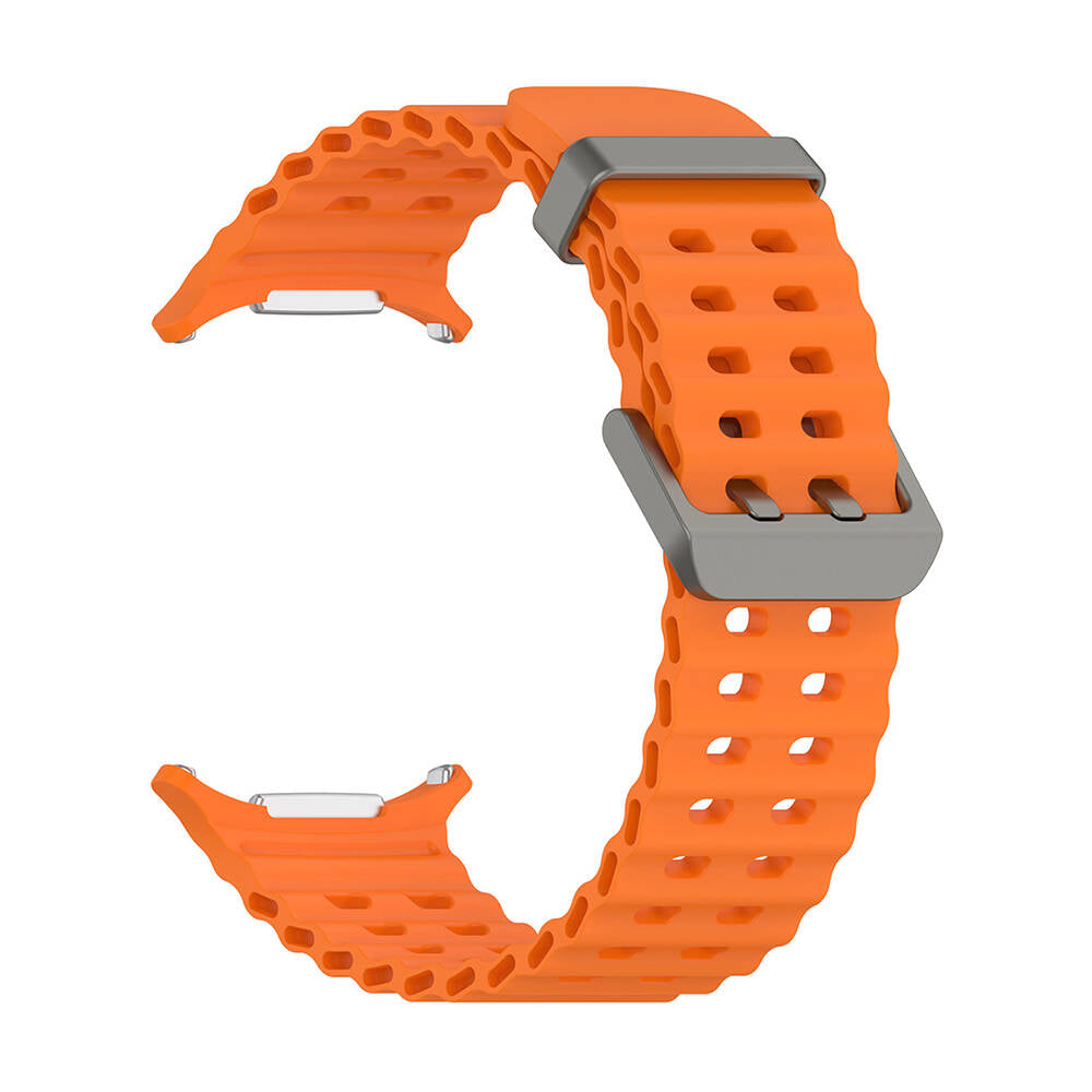 Galaxy Watch Ultra 47mm Zore KRD-118 Tırtıklı Tasarım Silikon Kordon Turuncu