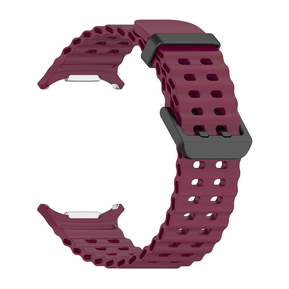 Galaxy Watch Ultra 47mm Zore KRD-118 Tırtıklı Tasarım Silikon Kordon Koyu Kırmızı