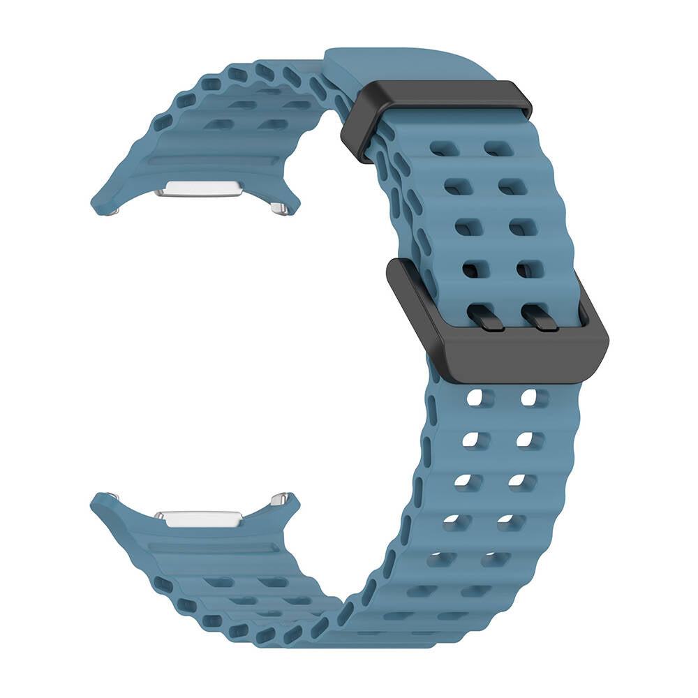 Galaxy Watch Ultra 47mm Zore KRD-118 Tırtıklı Tasarım Silikon Kordon Midnight Blue