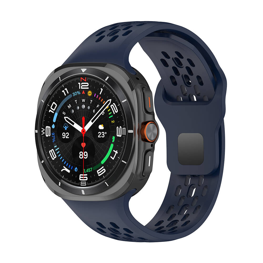Galaxy Watch Ultra 47mm Zore KRD-119 Delikli Tasarım Silikon Kordon Beyaz