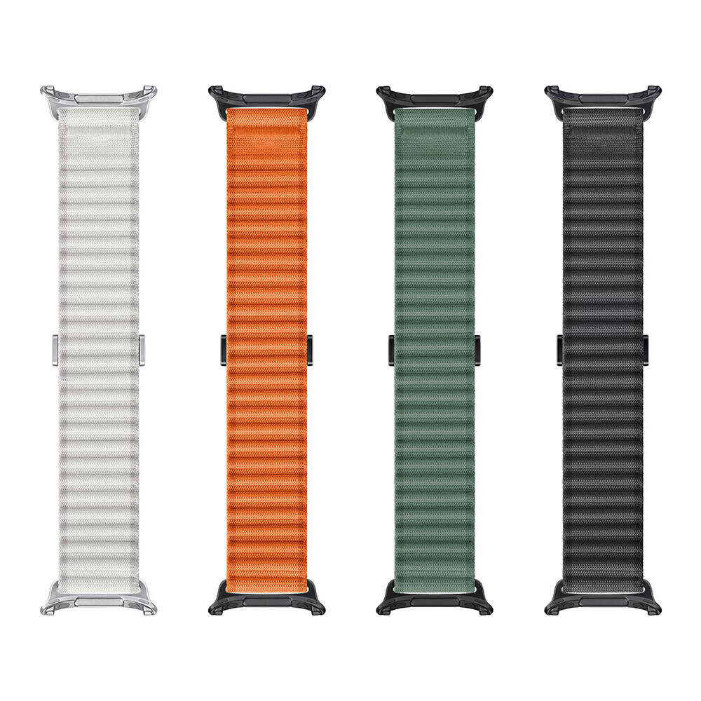 Galaxy Watch Ultra 47mm Zore KRD-120 Naylon Kumaş Hasır Örgülü Kordon Beyaz