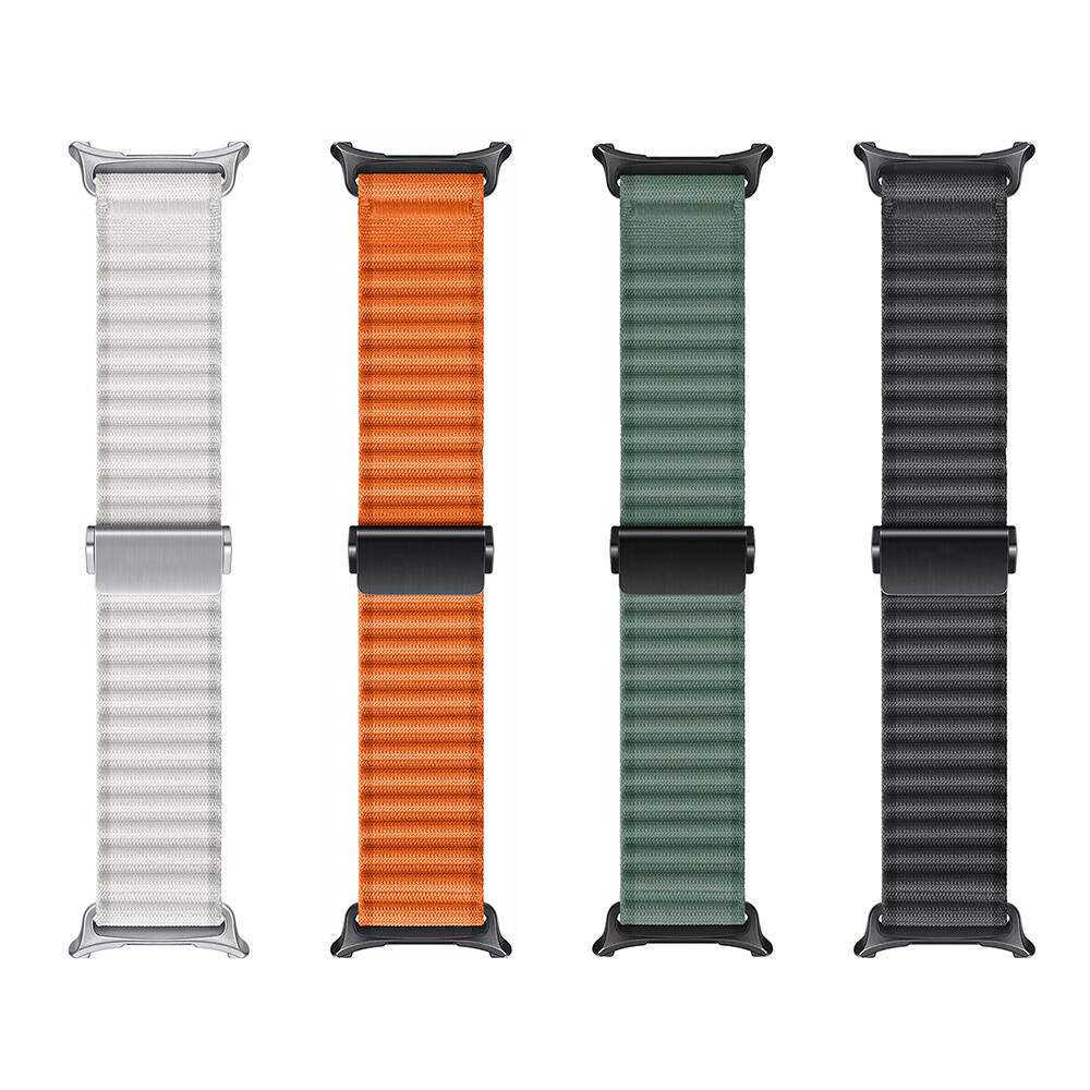 Galaxy Watch Ultra 47mm Zore KRD-120 Naylon Kumaş Hasır Örgülü Kordon Beyaz