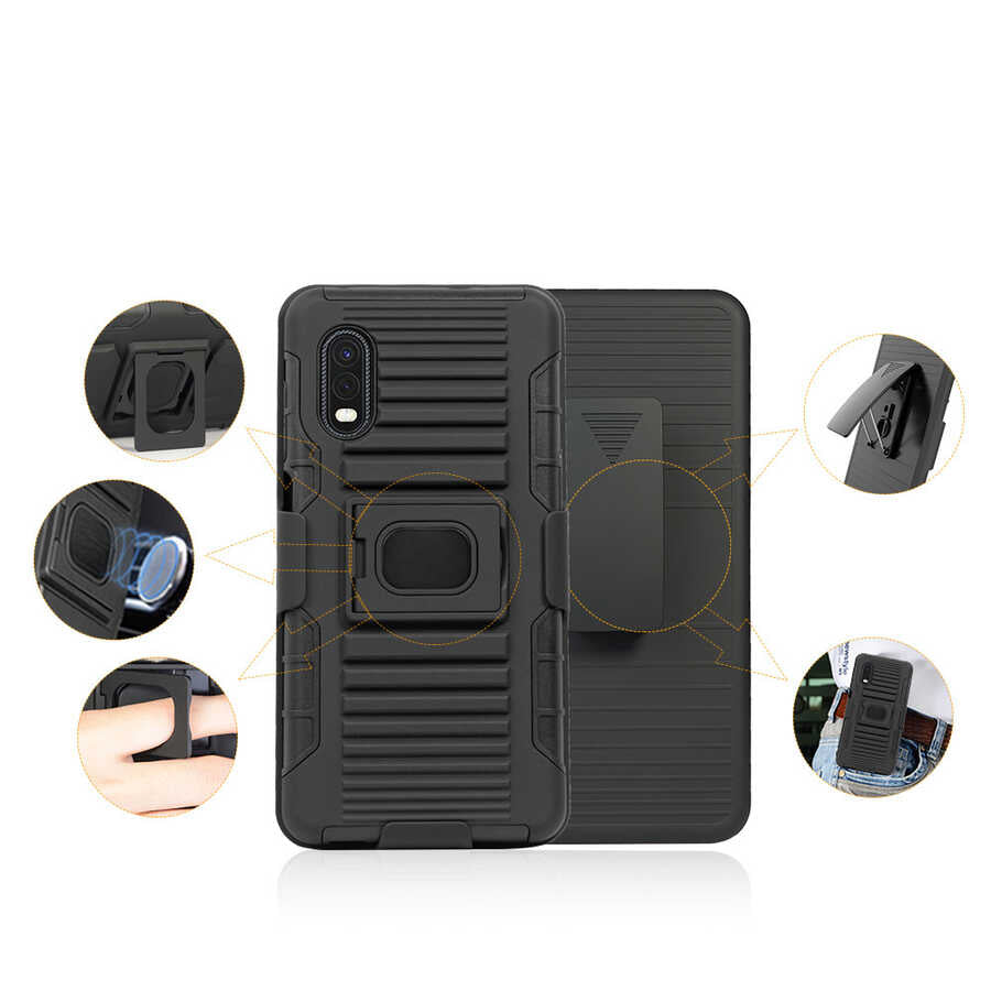 Galaxy XCover Pro Kılıf Zore Double Clip Kapak Siyah
