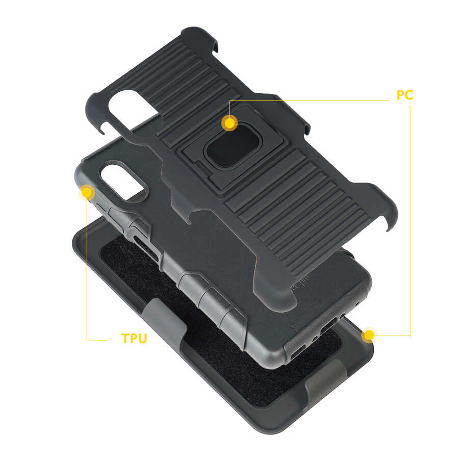 Galaxy XCover Pro Kılıf Zore Double Clip Kapak Siyah