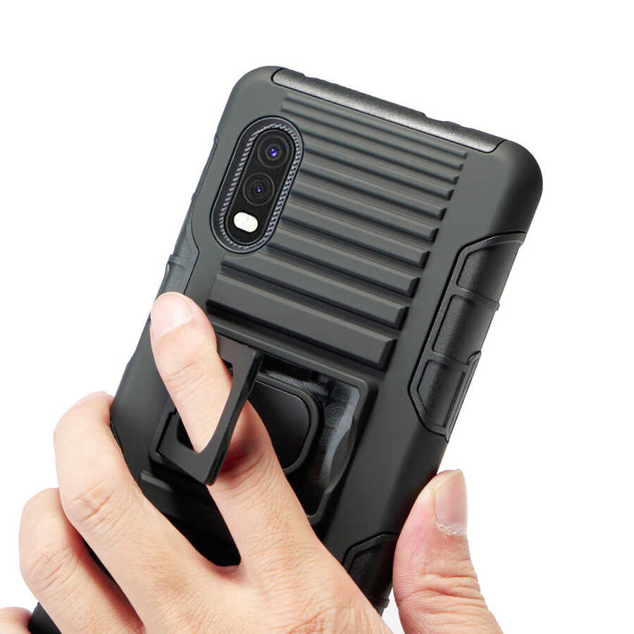 Galaxy XCover Pro Kılıf Zore Double Clip Kapak Siyah