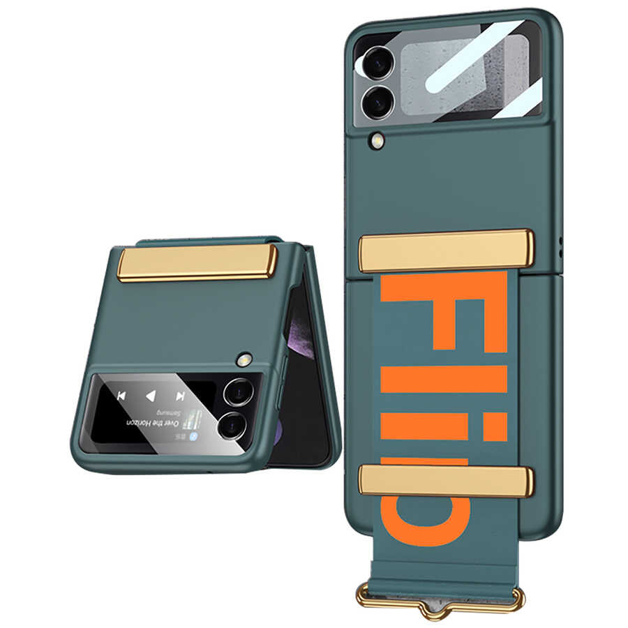 Galaxy Z Flip 3 Kılıf Zore Flio Kıpta Kapak Koyu Yeşil