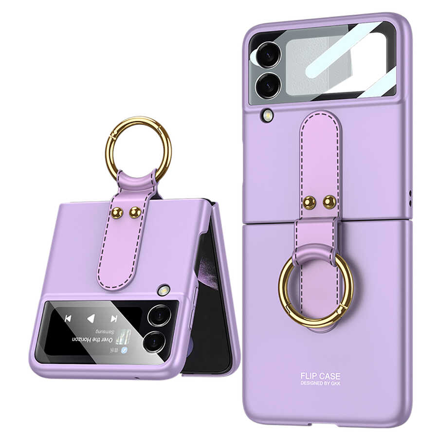 Galaxy Z Flip 3 Kılıf Zore Flip Ring Kıpta Kapak Siyah