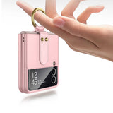 Galaxy Z Flip 3 Kılıf Zore Flip Ring Kıpta Kapak Gümüş
