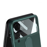 Galaxy Z Flip 3 Kılıf Zore Flip Ring Kıpta Kapak Koyu Yeşil