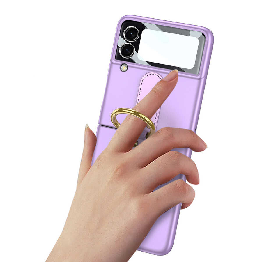 Galaxy Z Flip 3 Kılıf Zore Flip Ring Kıpta Kapak Mor