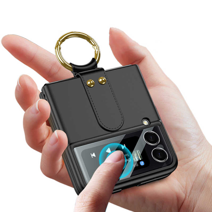 Galaxy Z Flip 3 Kılıf Zore Flip Ring Kıpta Kapak Koyu Yeşil