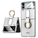 Galaxy Z Flip 3 Kılıf Zore Flip Ring Kıpta Kapak Gümüş