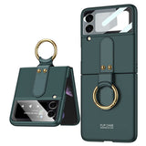 Galaxy Z Flip 3 Kılıf Zore Flip Ring Kıpta Kapak Koyu Yeşil