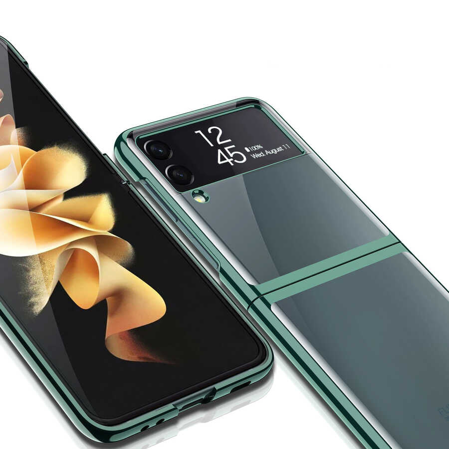 Galaxy Z Flip 3 Kılıf Zore Kıpta Kapak Siyah