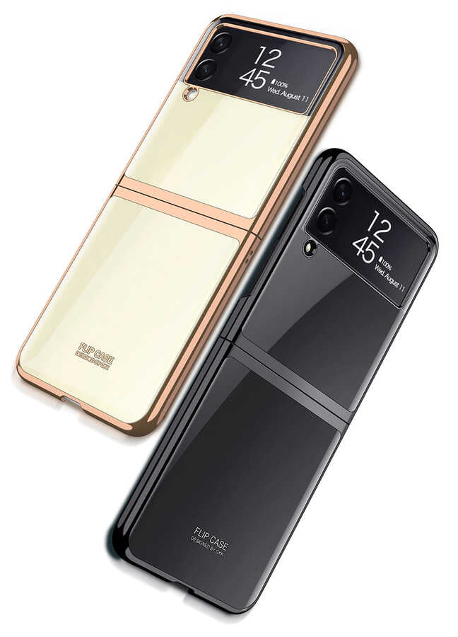 Galaxy Z Flip 3 Kılıf Zore Kıpta Kapak Gold