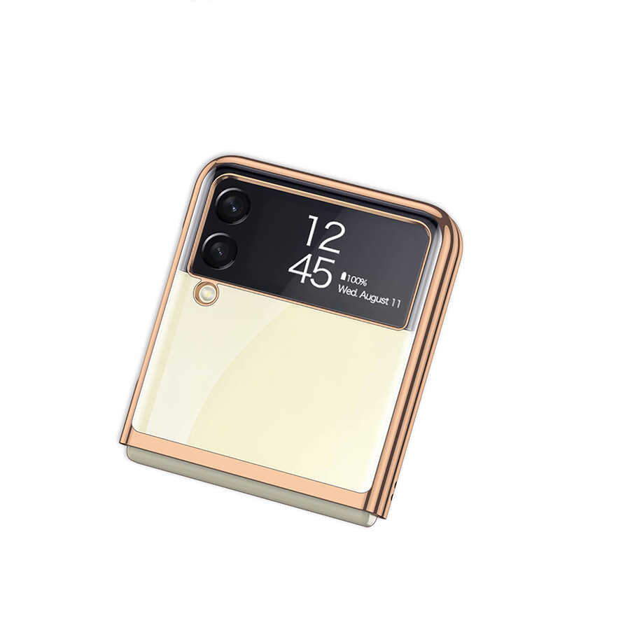Galaxy Z Flip 3 Kılıf Zore Kıpta Kapak Gold
