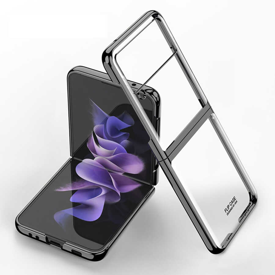 Galaxy Z Flip 3 Kılıf Zore Kıpta Kapak Siyah