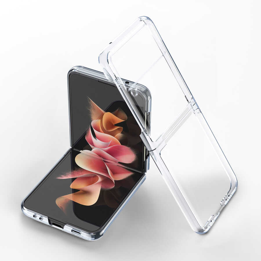 Galaxy Z Flip 3 Kılıf Zore Kıpta Kapak Renksiz