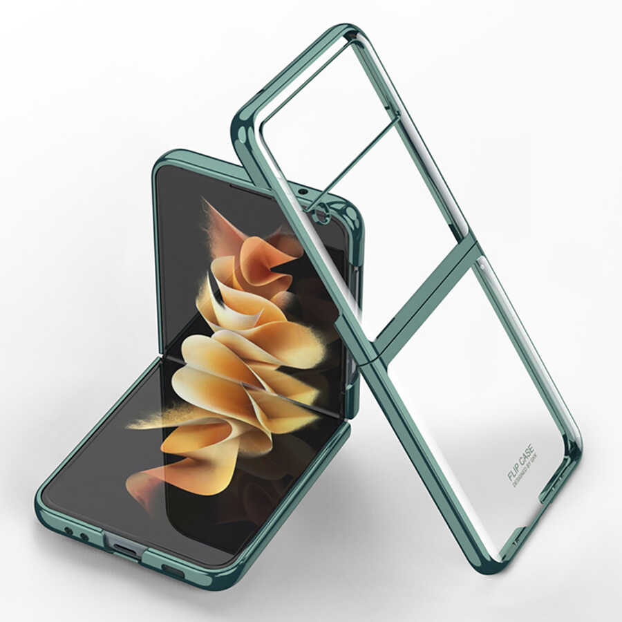 Galaxy Z Flip 3 Kılıf Zore Kıpta Kapak Koyu Yeşil