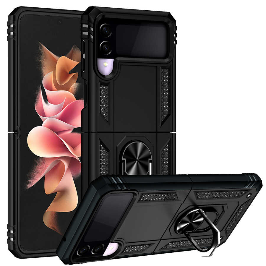 Galaxy Z Flip 3 Kılıf Zore Vega Kapak Siyah
