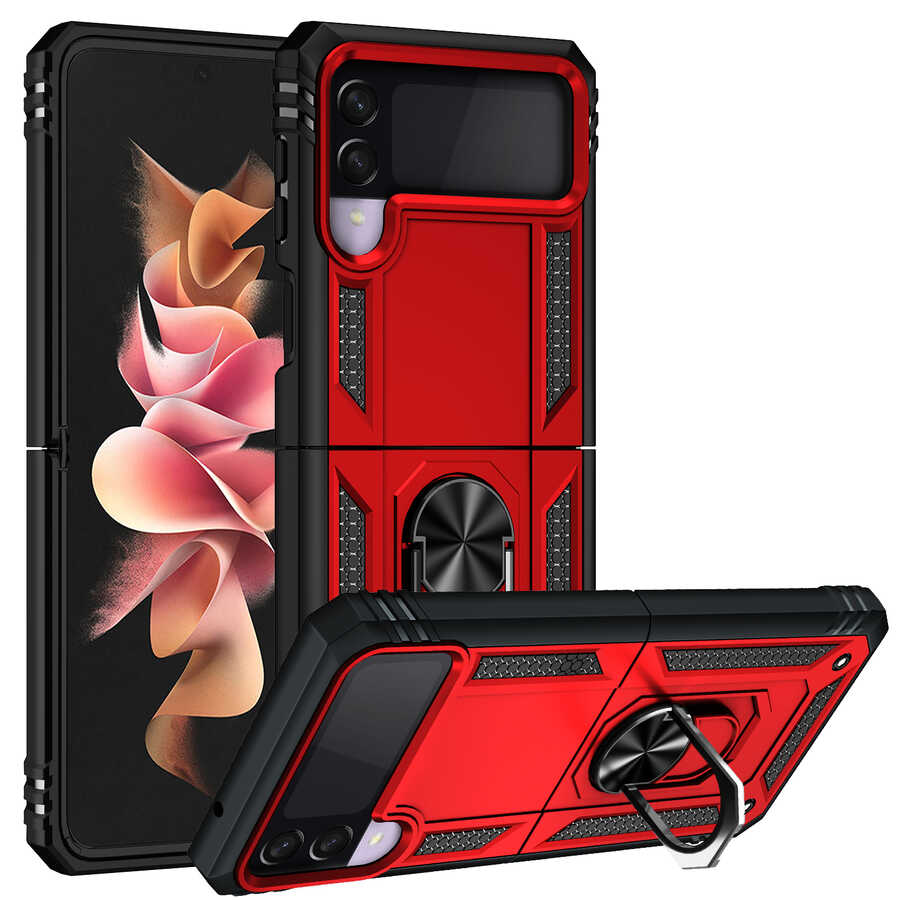 Galaxy Z Flip 3 Kılıf Zore Vega Kapak Kırmızı