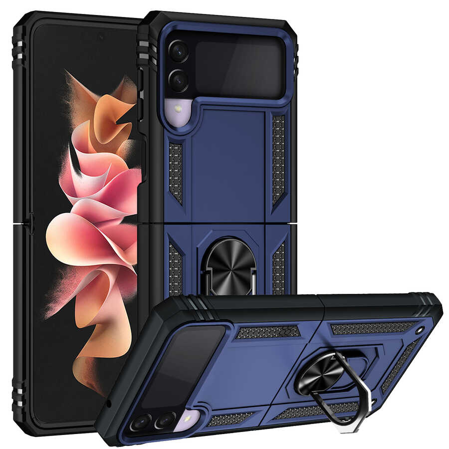 Galaxy Z Flip 3 Kılıf Zore Vega Kapak Mavi