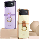 Galaxy Z Flip 3 Kılıf Zore Yüzüklü Kıpta Kapak Renksiz