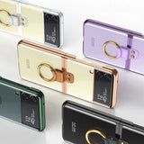 Galaxy Z Flip 3 Kılıf Zore Yüzüklü Kıpta Kapak Renksiz