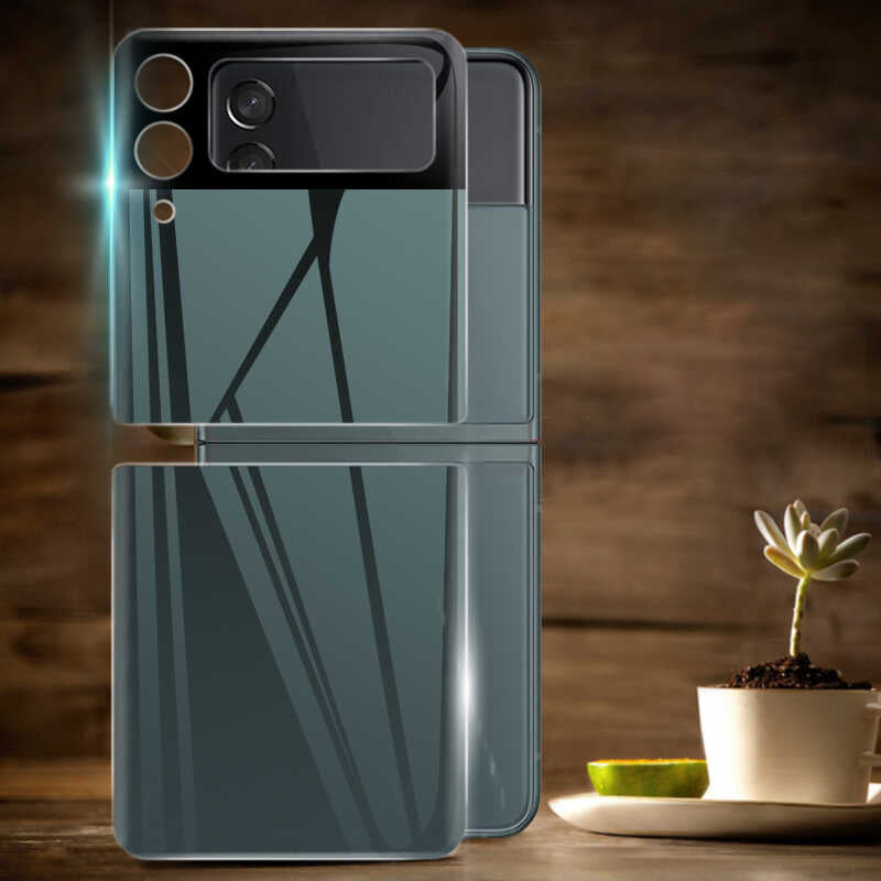 Galaxy Z Flip 3 Zore 3D Standart 2 in 1 Arka Koruyucu Yeşil