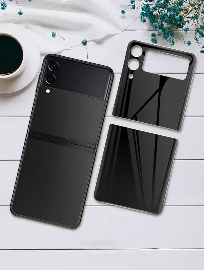 Galaxy Z Flip 3 Zore 3D Standart 2 in 1 Arka Koruyucu Lila