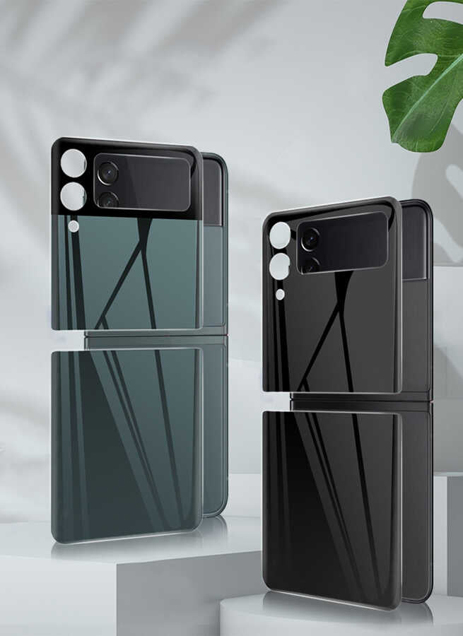 Galaxy Z Flip 3 Zore 3D Standart 2 in 1 Arka Koruyucu Gold