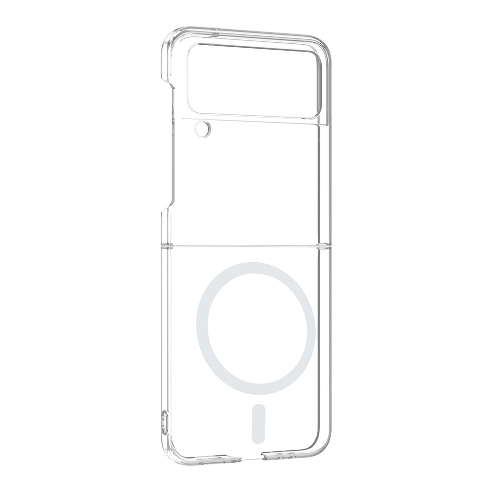 Galaxy Z Flip 4 Kamera Korumalı M-Safe Şarj Özellikli Şeffaf London Sert PC Kapak Şeffaf