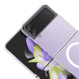 Galaxy Z Flip 4 Kamera Korumalı M-Safe Şarj Özellikli Şeffaf London Sert PC Kapak Şeffaf