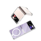Galaxy Z Flip 4 Kılıf Wireless Şarj Özellikli Airbagli Zore Kıpta Anti Shock M-safe Kapak Renksiz