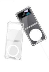 Galaxy Z Flip 4 Kılıf Wireless Şarj Özellikli Airbagli Zore Kıpta Anti Shock M-safe Kapak Renksiz