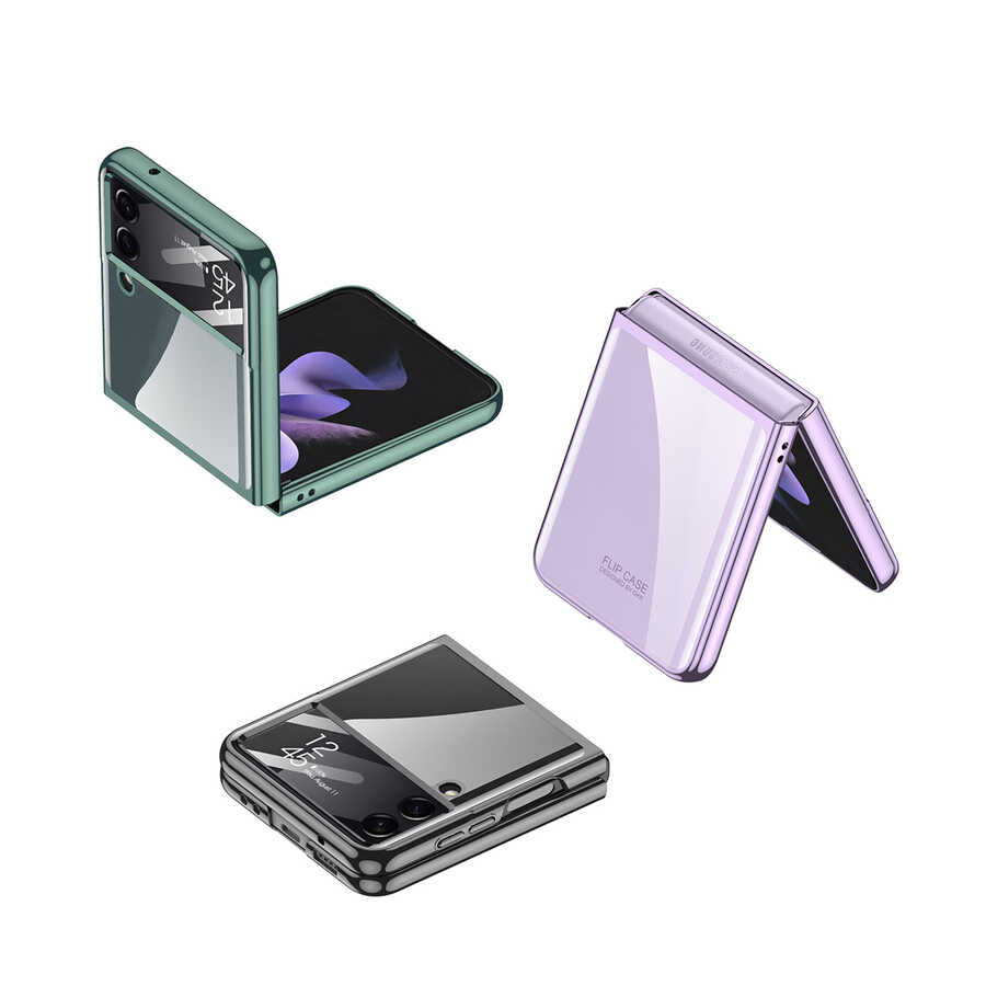 Galaxy Z Flip 4 Kılıf Zore Kıpta Lensli Kapak Renksiz
