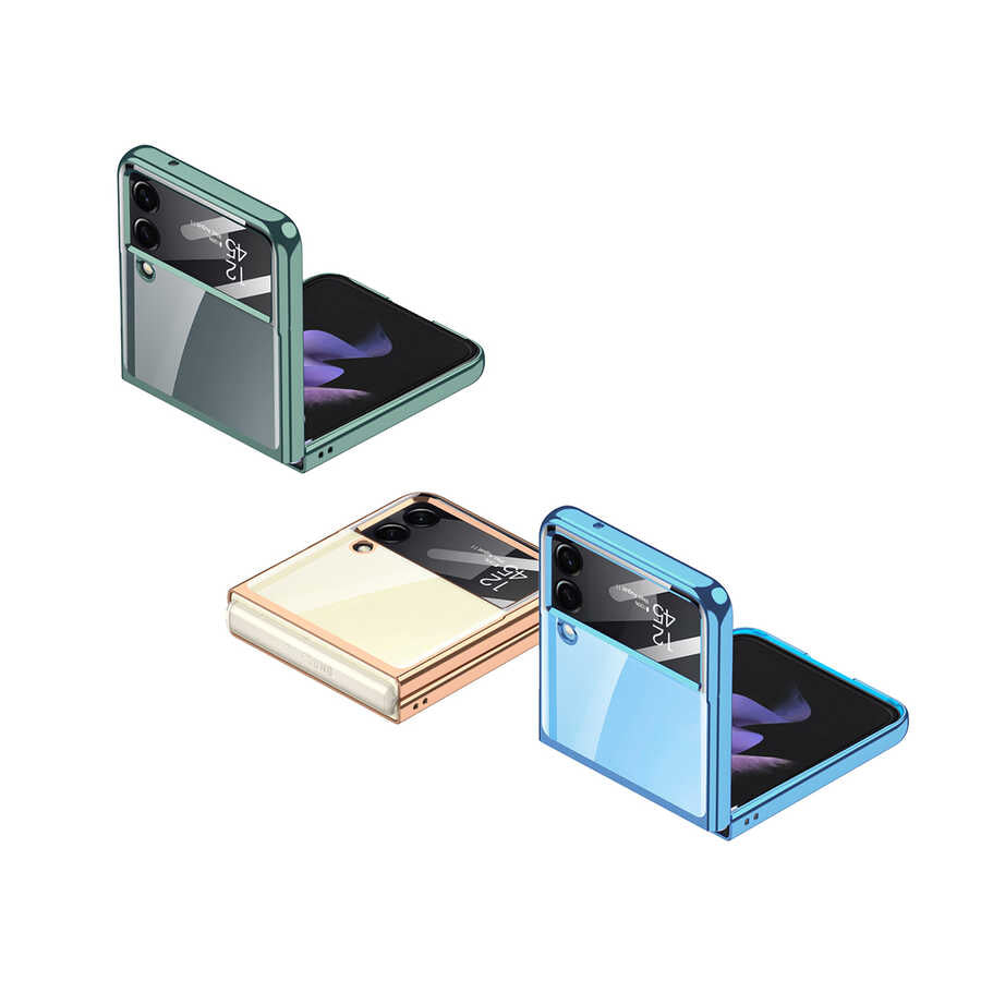 Galaxy Z Flip 4 Kılıf Zore Kıpta Lensli Kapak Koyu Yeşil