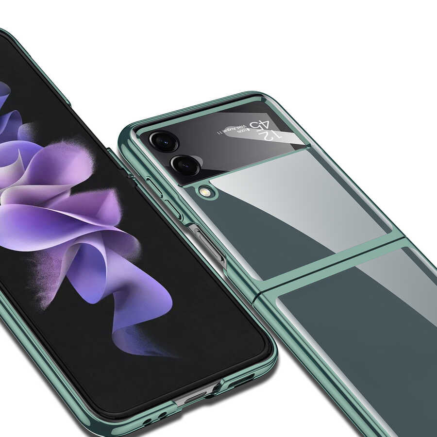 Galaxy Z Flip 4 Kılıf Zore Kıpta Lensli Kapak Gold