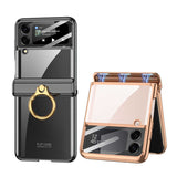 Galaxy Z Flip 4 Kılıf Zore Kıpta Yüzüklü Lens Korumalı Kapak Gold