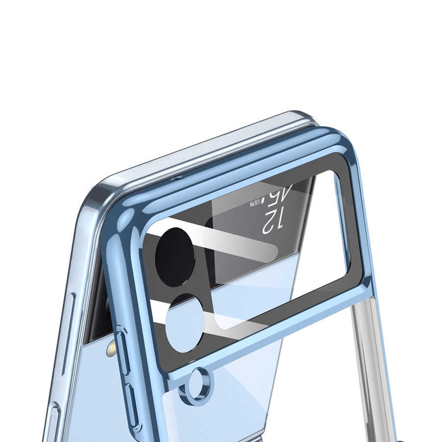 Galaxy Z Flip 4 Kılıf Zore Kıpta Yüzüklü Lens Korumalı Kapak Lila